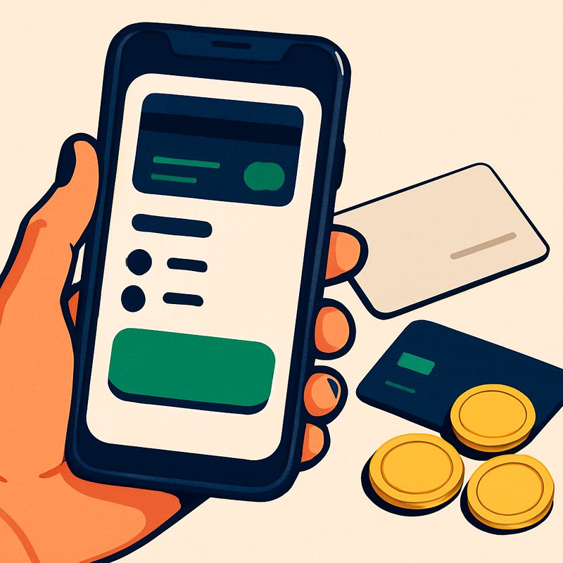 Telefonda mobil para yatırma ekranı, banka kartı ve jetonlar